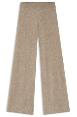 boss washed-cashmere trousers with wide leg - dark grey women's pants