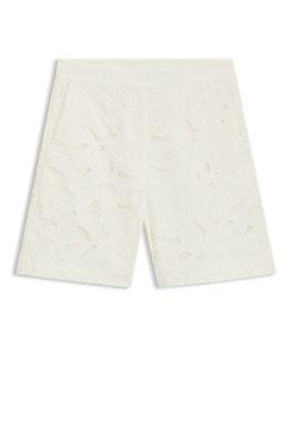 boss wide-leg shorts with broderie anglaise - white women's pants