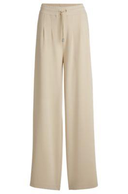 boss wide-leg tracksuit bottoms with pleat details - light beige women's pants