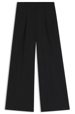 boss wide-leg trousers in stretch fabric - black women's formal pants