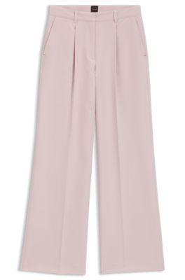 boss wide-leg trousers in stretch fabric - pink women's formal pants