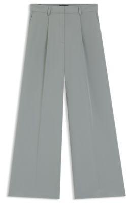 boss wide-leg trousers in stretch fabric - turquoise women's formal pants