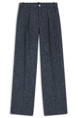 boss wide-leg trousers in stretch tweed - patterned women's formal pants