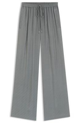 boss wide-leg trousers with logo jacquard - grey women's pants