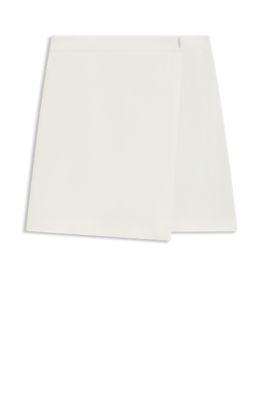 boss wrap-front mini skirt in crepe - white women's mini skirts