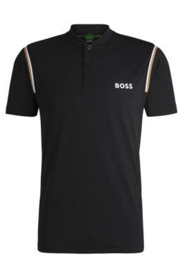 boss x matteo berrettini active polo shirt with moisture control- black men's polo shirts