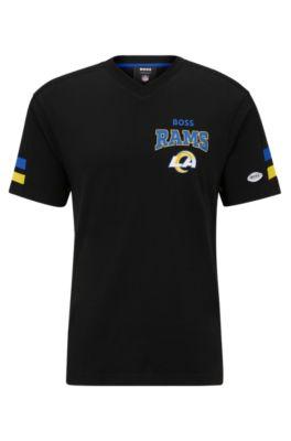 boss x nfl cotton-blend t-shirt with collaborative branding- rams men's t-shirts