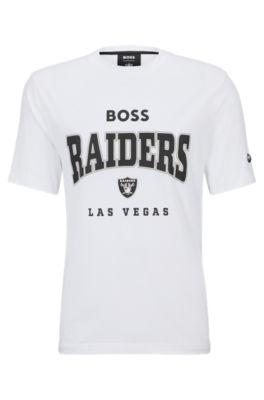 boss x nfl stretch-cotton t-shirt with collaborative branding- raiders men's t-shirts