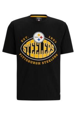 boss x nfl stretch-cotton t-shirt with collaborative branding- steelers men's t-shirts
