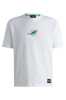 boss x nfl stretch-cotton t-shirt with special branding- dolphins men's t-shirts