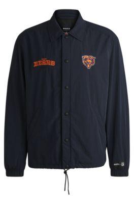 boss x nfl water-repellent jacket with embroidered branding- bears men's casual jackets