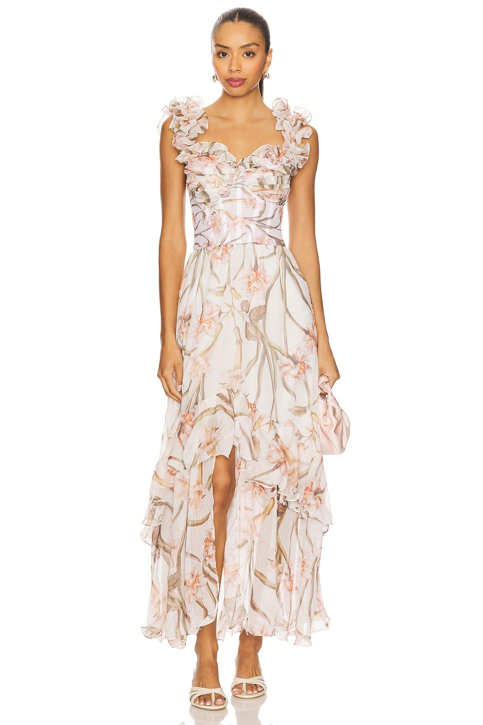 botanic retro flutter maxi dress