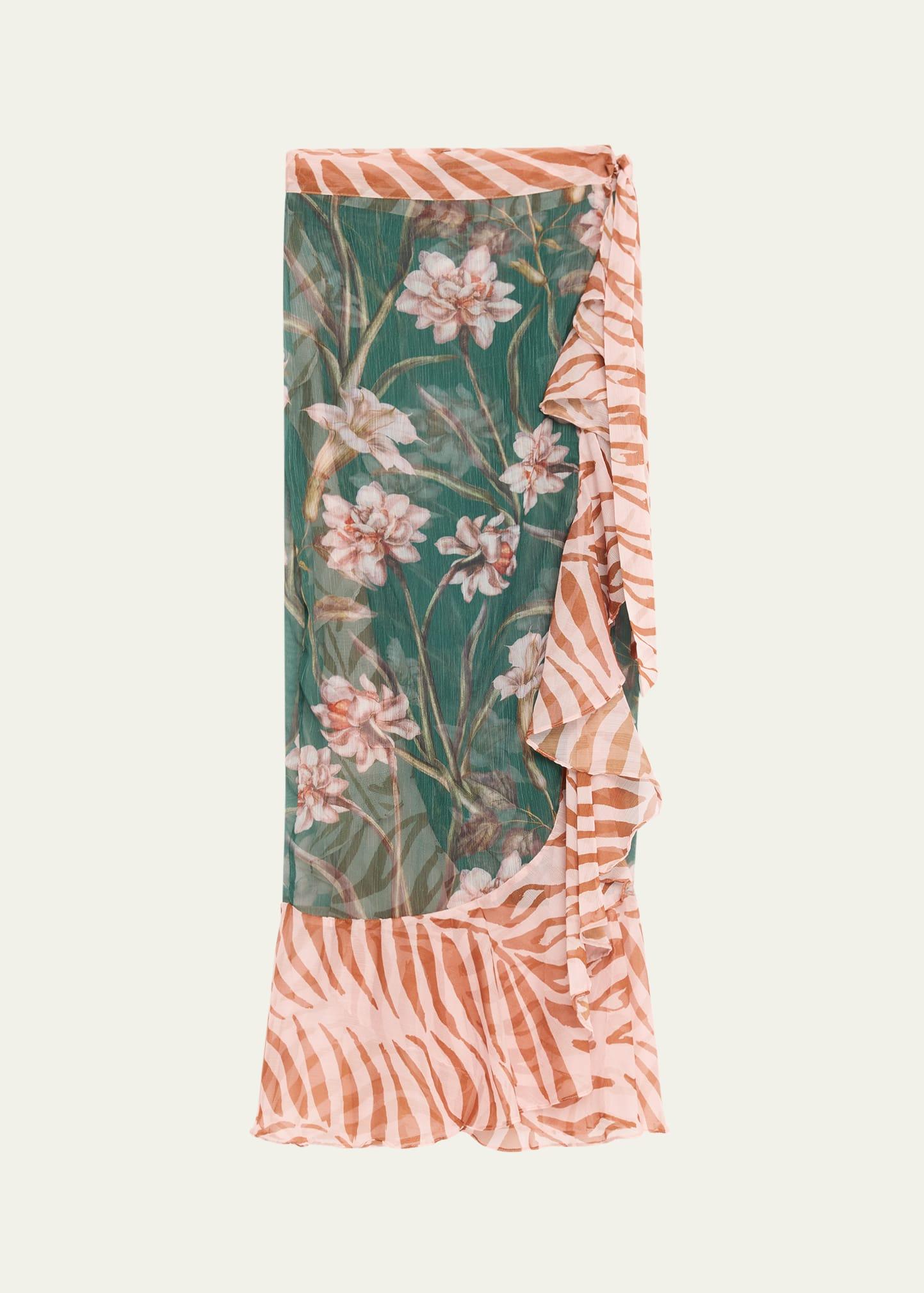 botanic retro wrap skirt