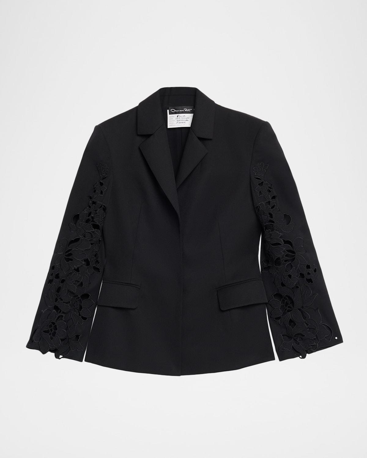botanical guipure single-breasted tailored jacket