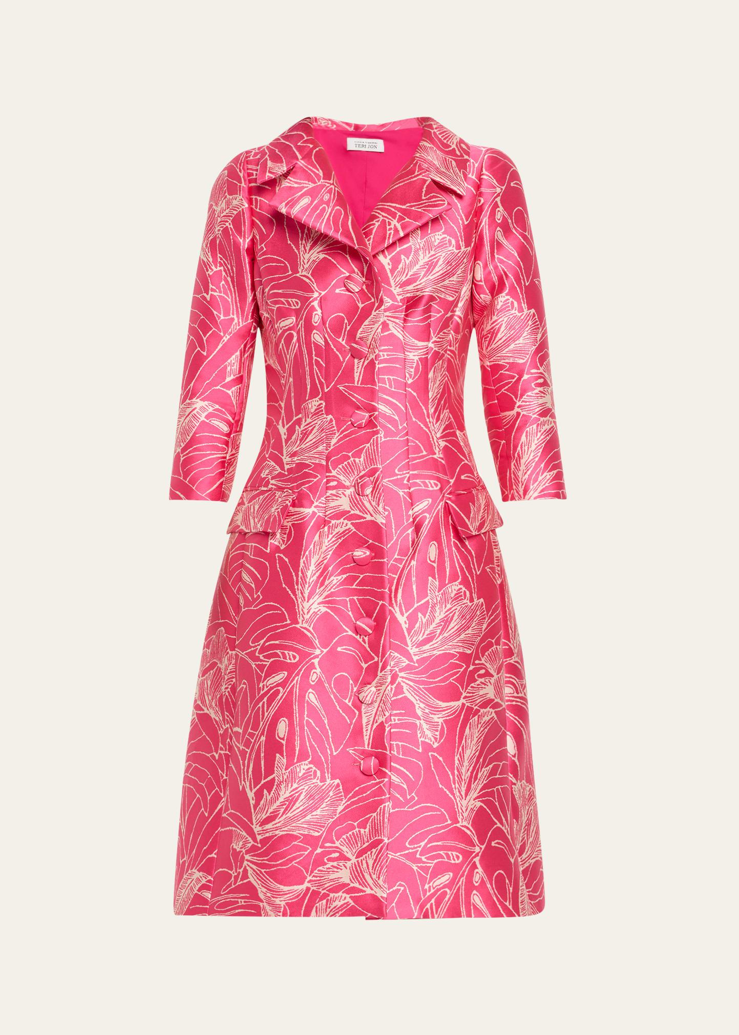 botanical jacquard coat dress