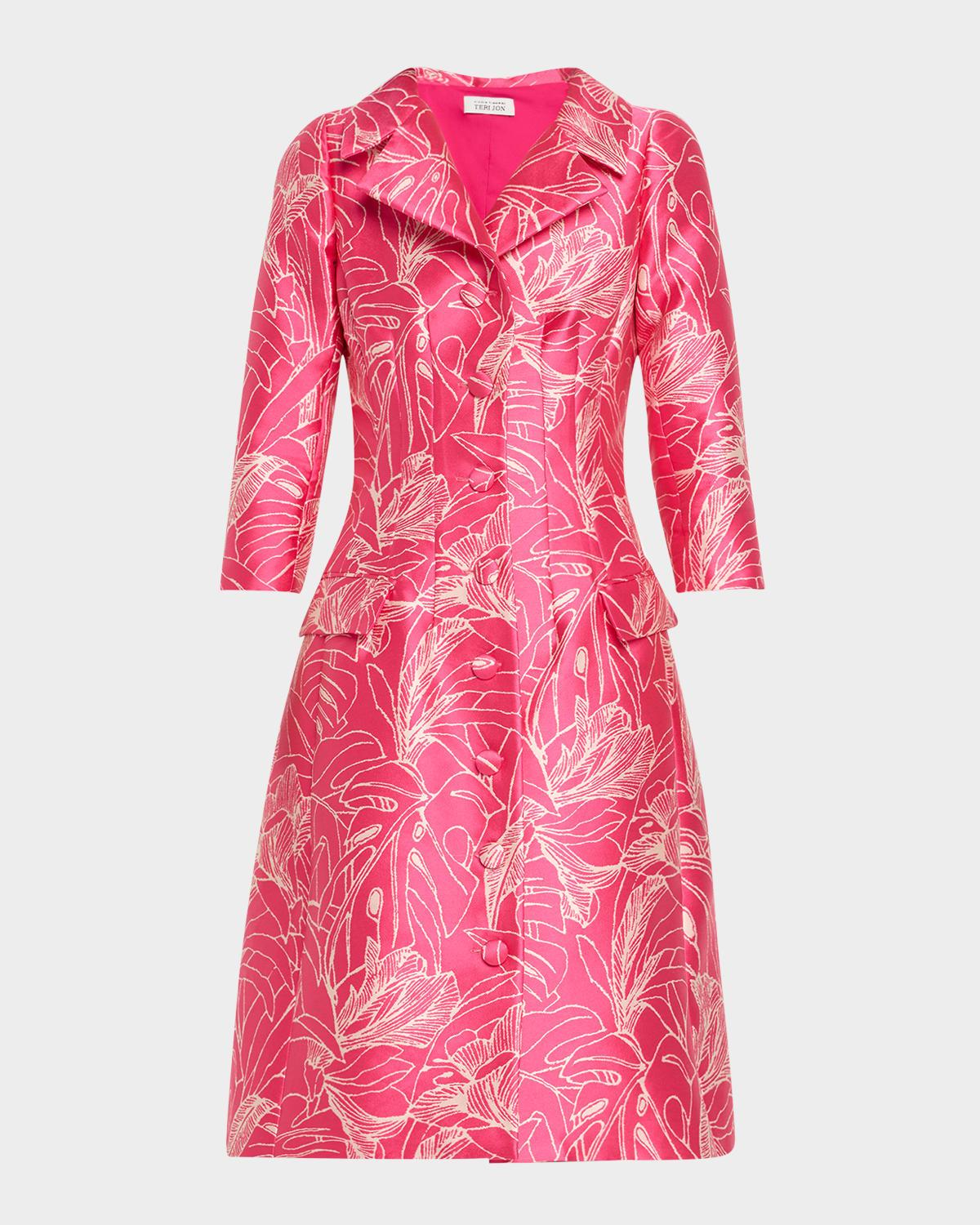 botanical jacquard coat dress
