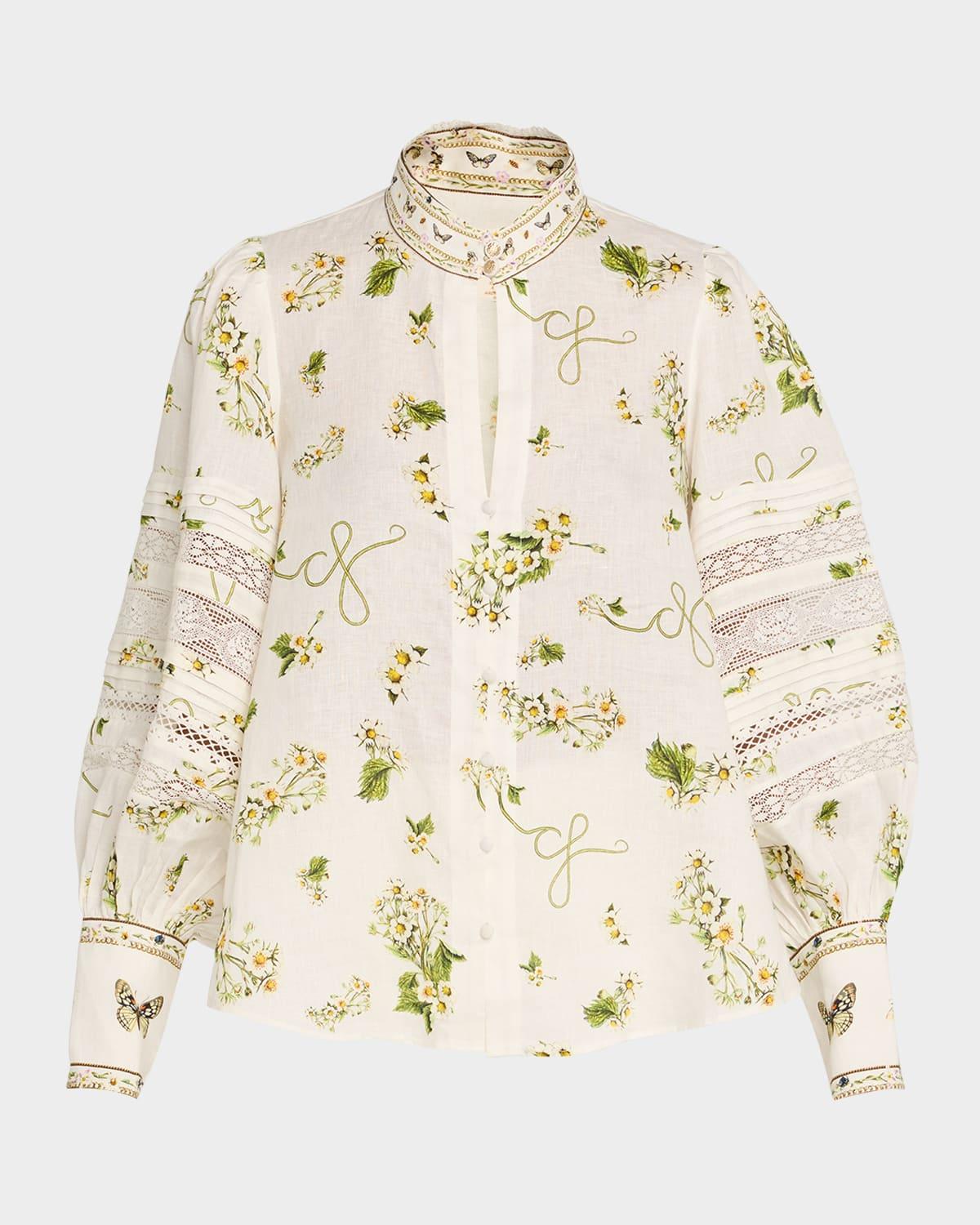 botanical utopia buttoned collar blouse