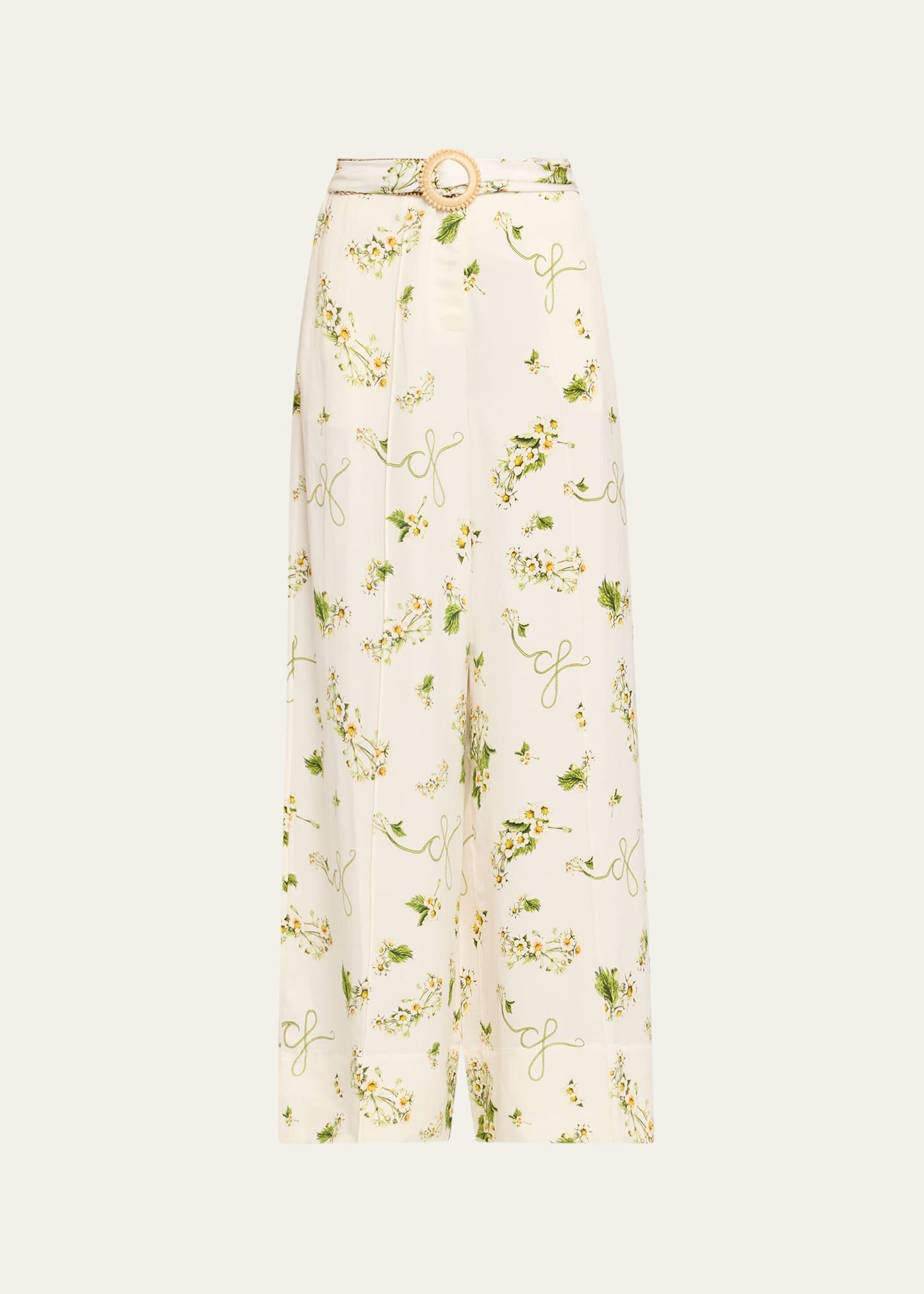 botanical utopia scarf belt wide-leg pants