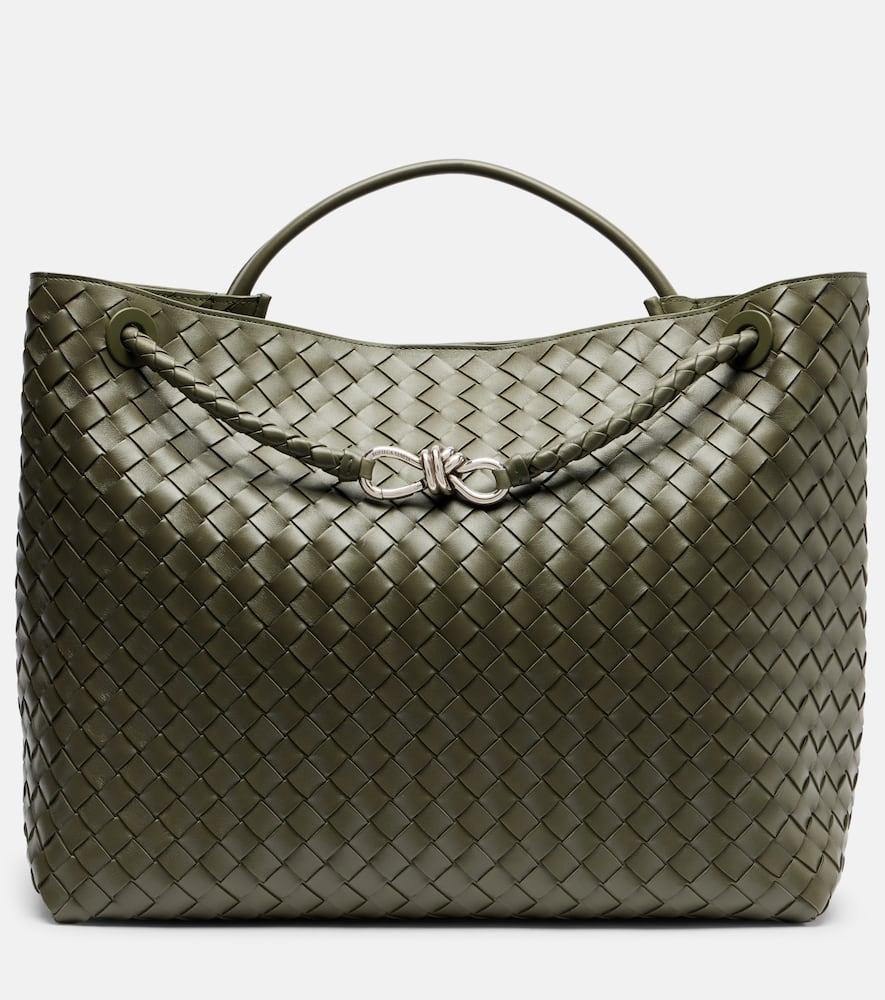 bottega veneta andiamo intrecciato large leather tote bag