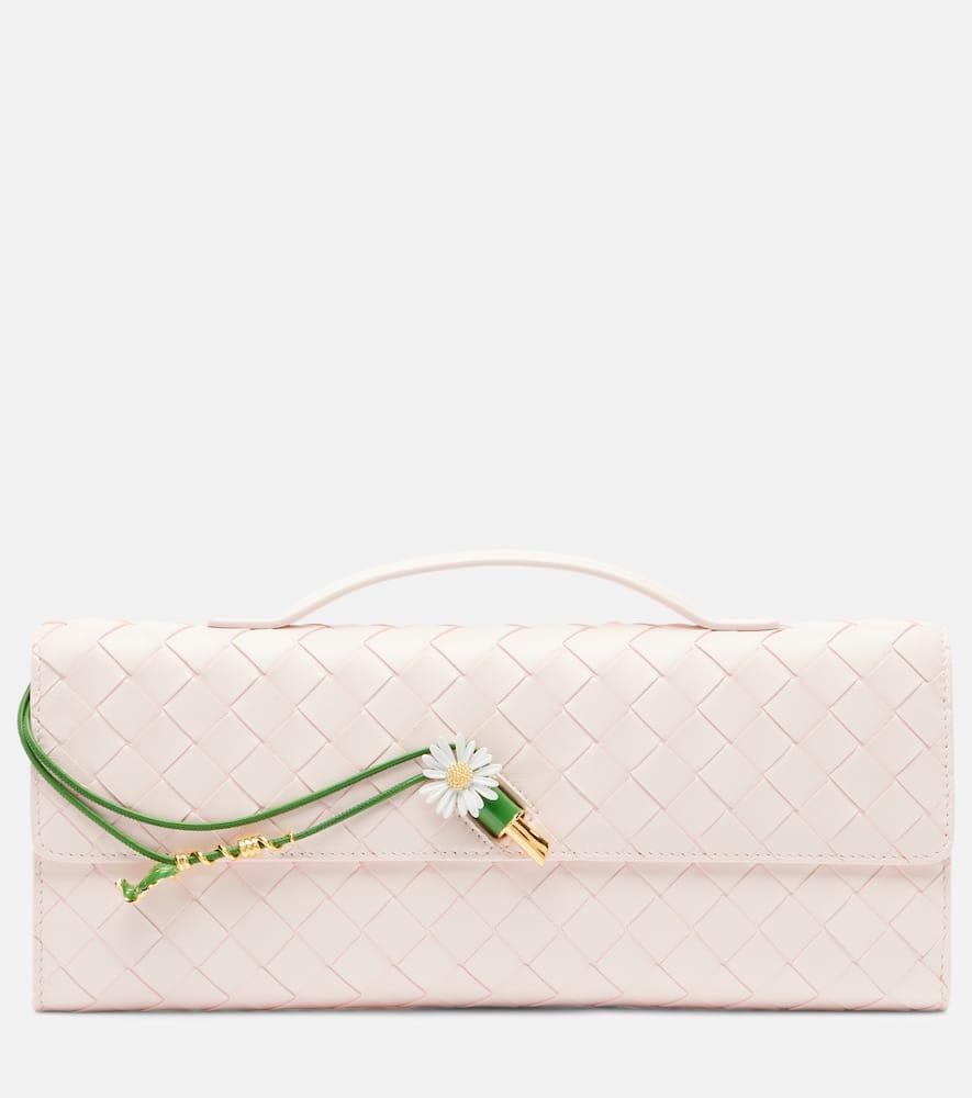 bottega veneta andiamo intrecciato leather clutch