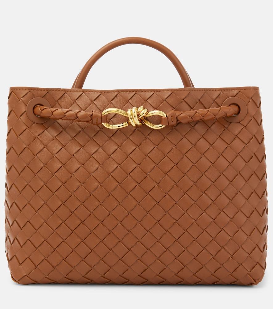 bottega veneta andiamo intrecciato leather tote bag