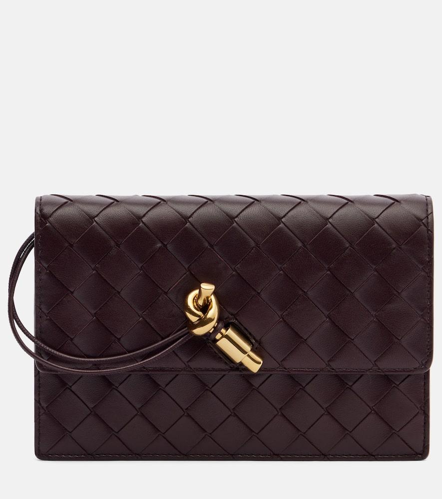 bottega veneta andiamo intrecciato leather wallet on chain
