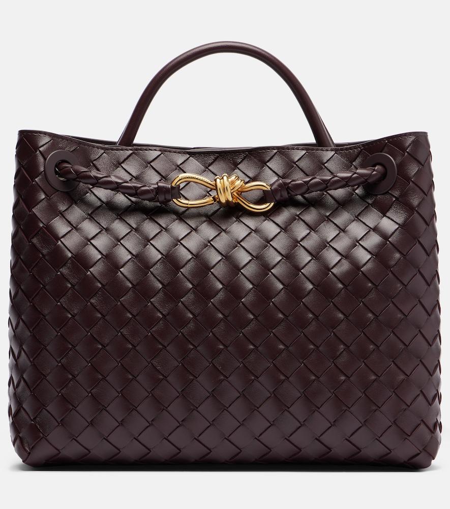 bottega veneta andiamo intrecciato medium leather tote bag