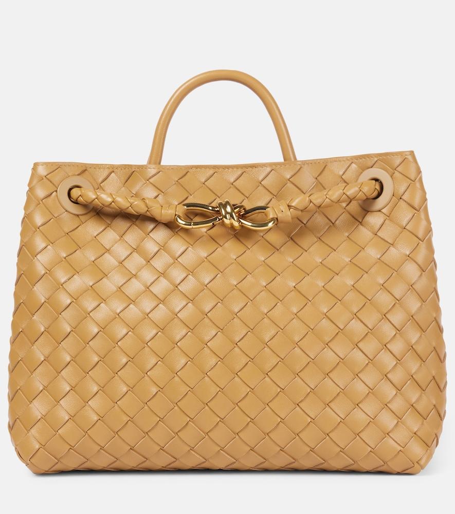 bottega veneta andiamo intrecciato medium leather tote bag