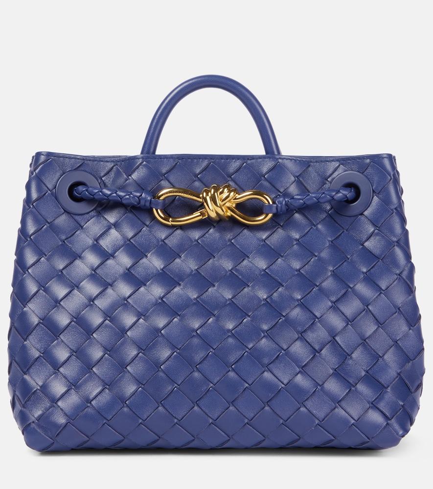 bottega veneta andiamo intrecciato small leather tote bag