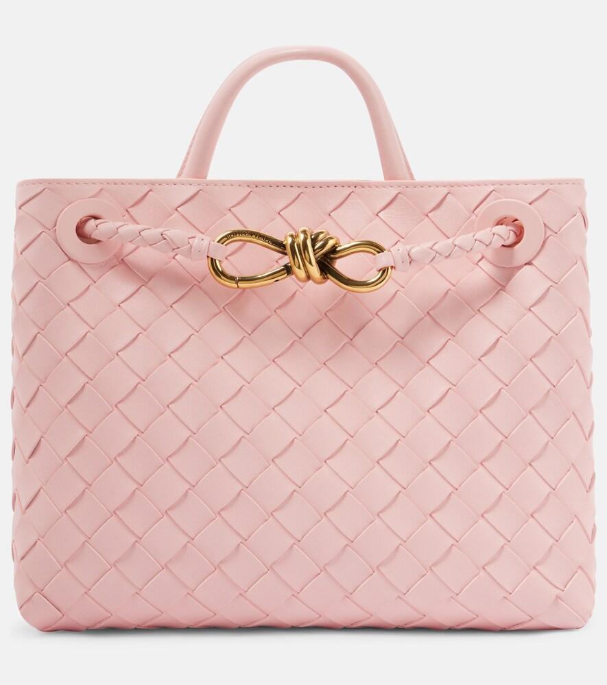 bottega veneta andiamo intrecciato small leather tote bag
