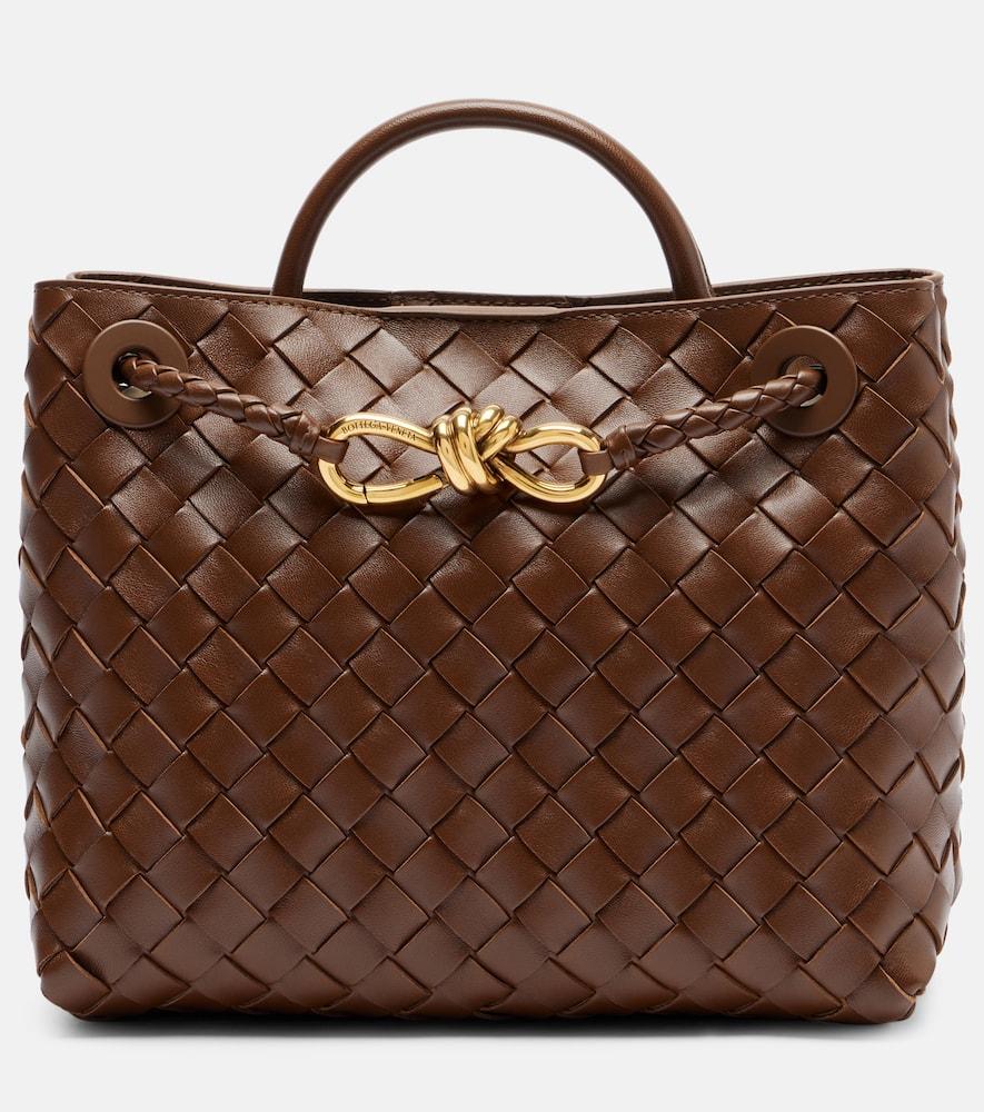 bottega veneta andiamo intrecciato small leather tote bag
