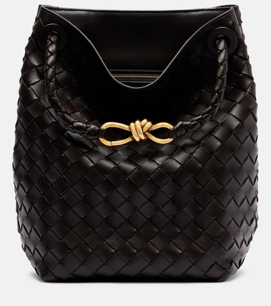 bottega veneta andiamo knot small leather bucket bag