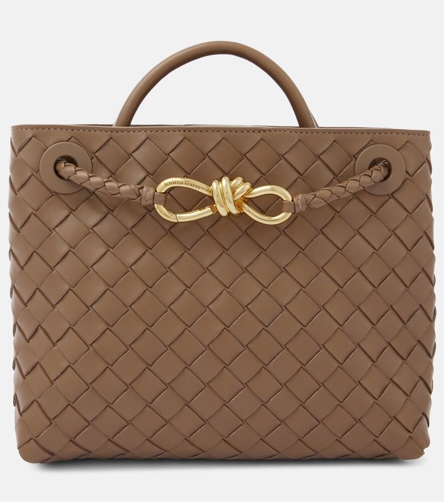 bottega veneta andiamo small intrecciato leather tote bag