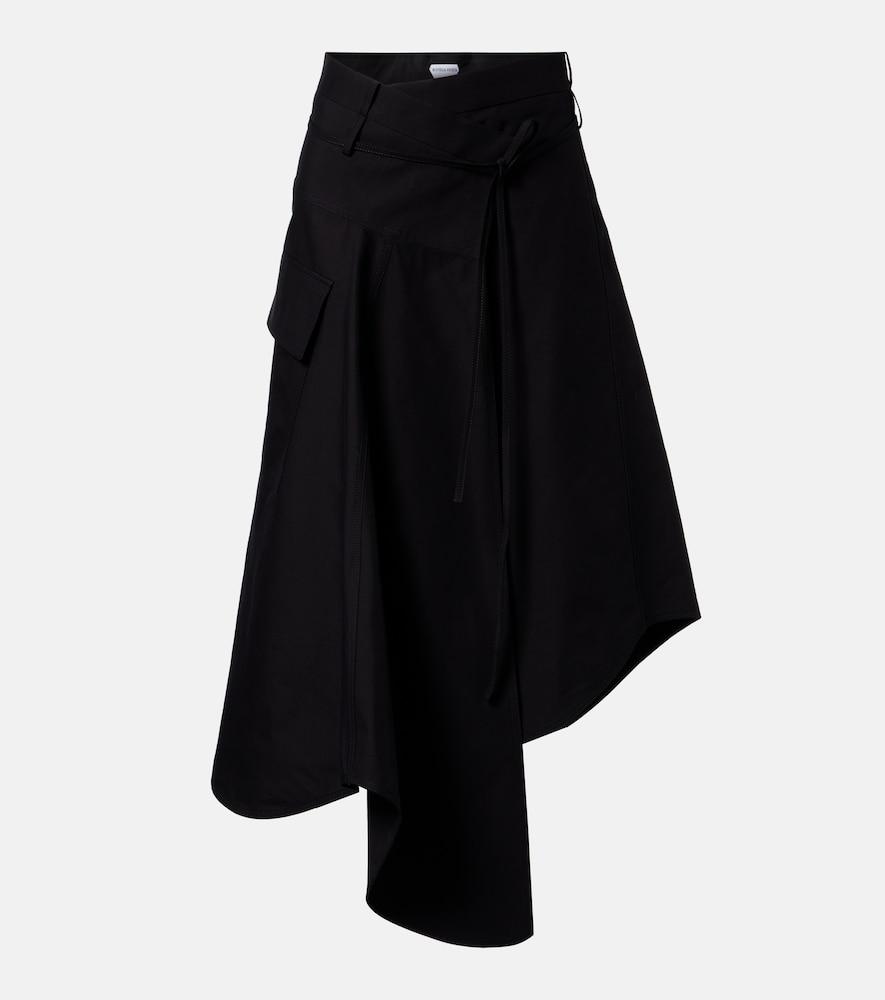 bottega veneta asymmetric cotton midi skirt
