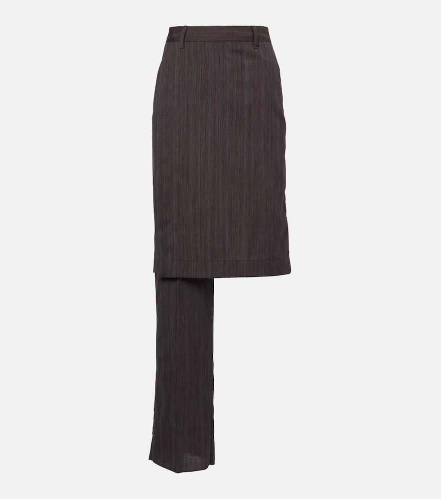 bottega veneta asymmetric striped wool skirt pants