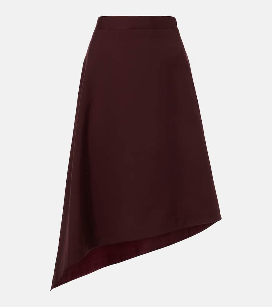 bottega veneta asymmetric wool midi skirt