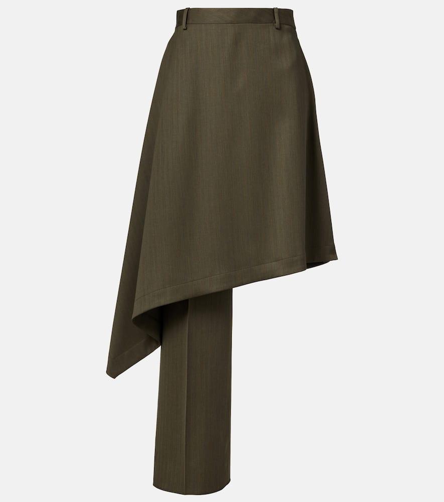 bottega veneta asymmetric wool midi skirt
