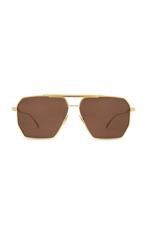bottega veneta aviator sunglasses in metallic gold.