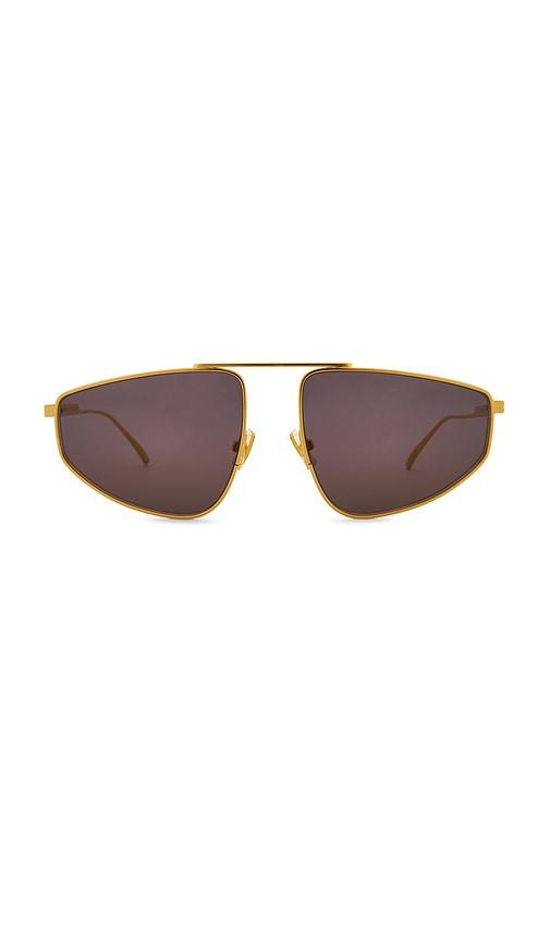 bottega veneta aviator sunglasses in metallic gold.