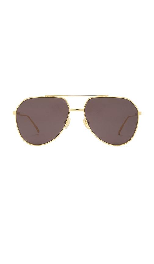 bottega veneta aviator sunglasses in metallic gold.