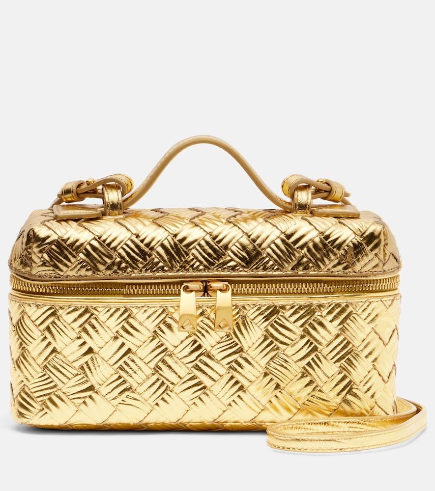 bottega veneta bang bang metallic leather vanity bag