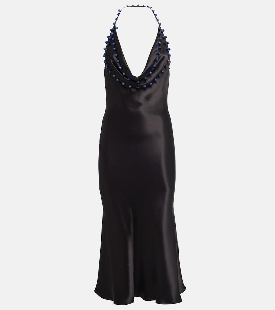 bottega veneta beaded satin midi dress
