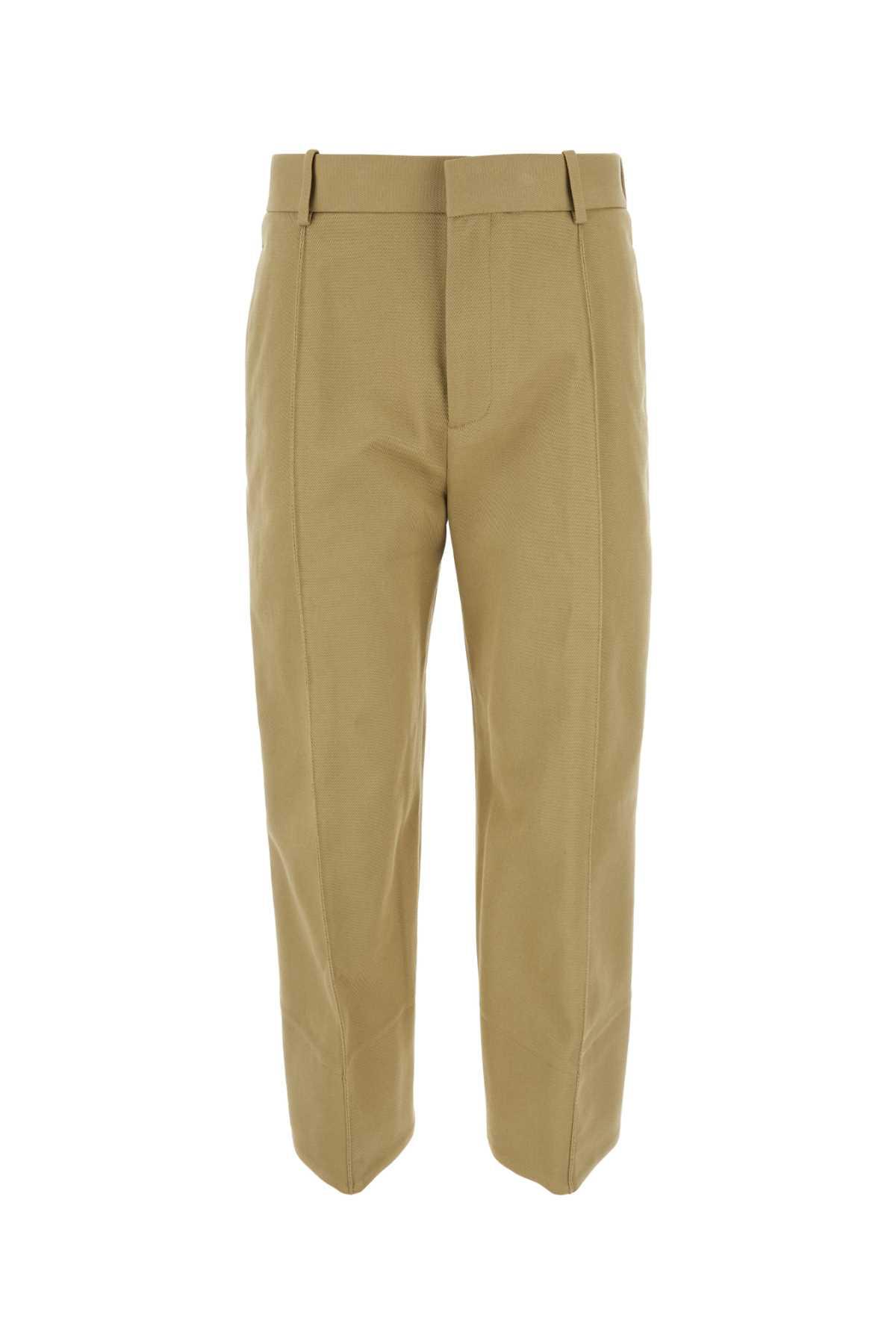 bottega veneta beige cotton cropped cut pant
