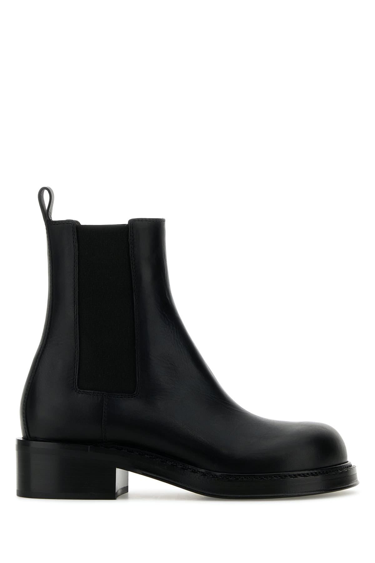 bottega veneta black leather cliff ankle boots