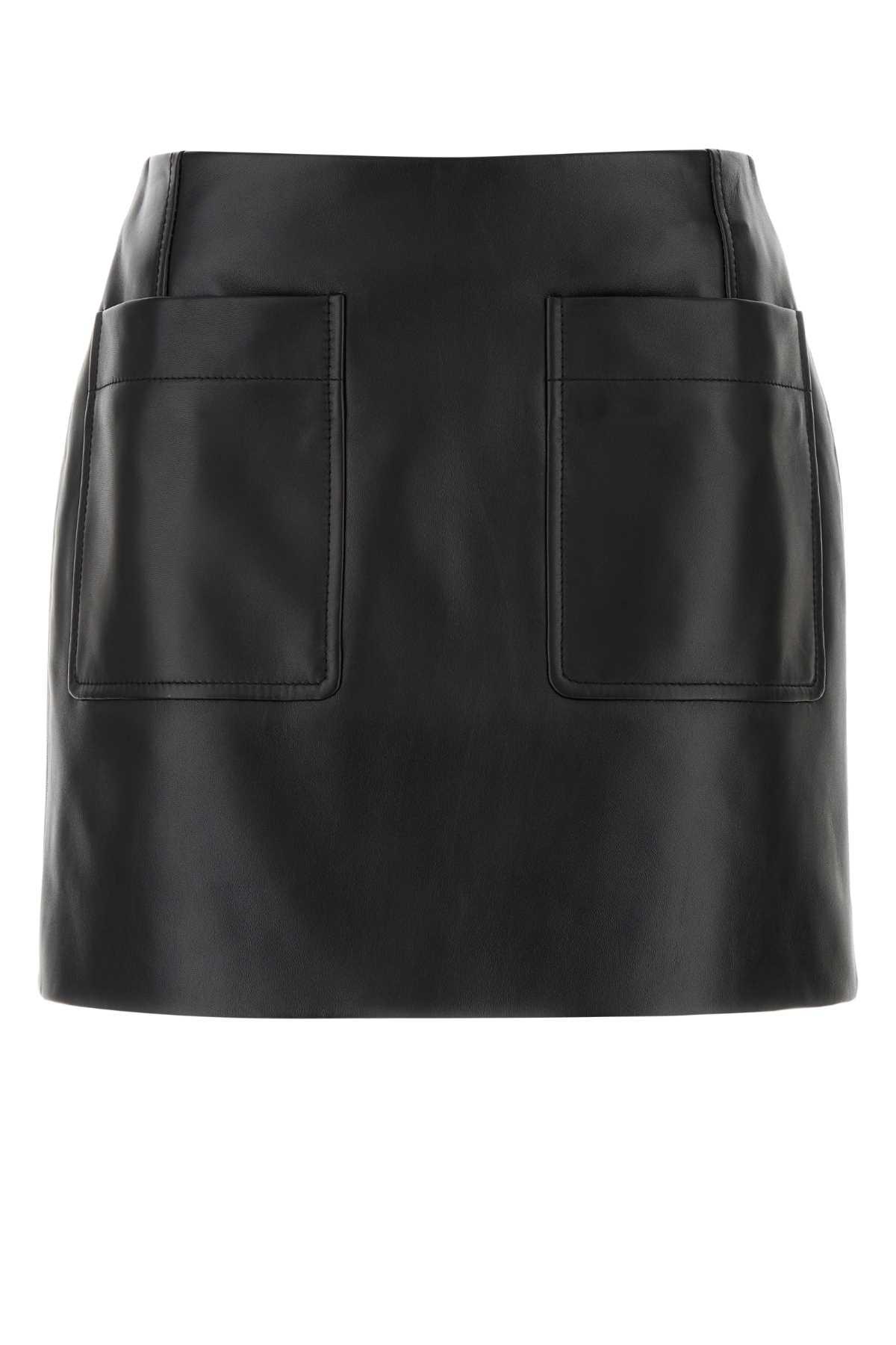 bottega veneta black leather mini skirt