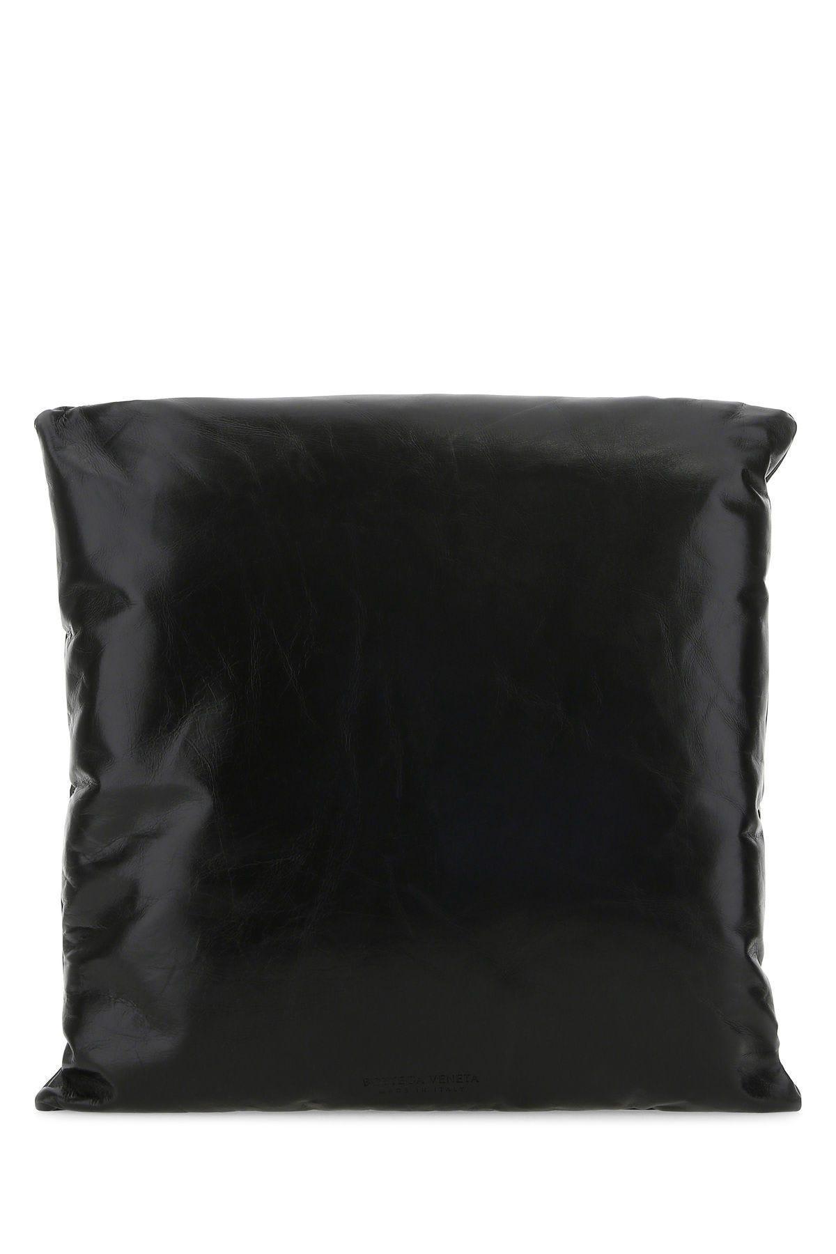 bottega veneta black leather pillow clutch