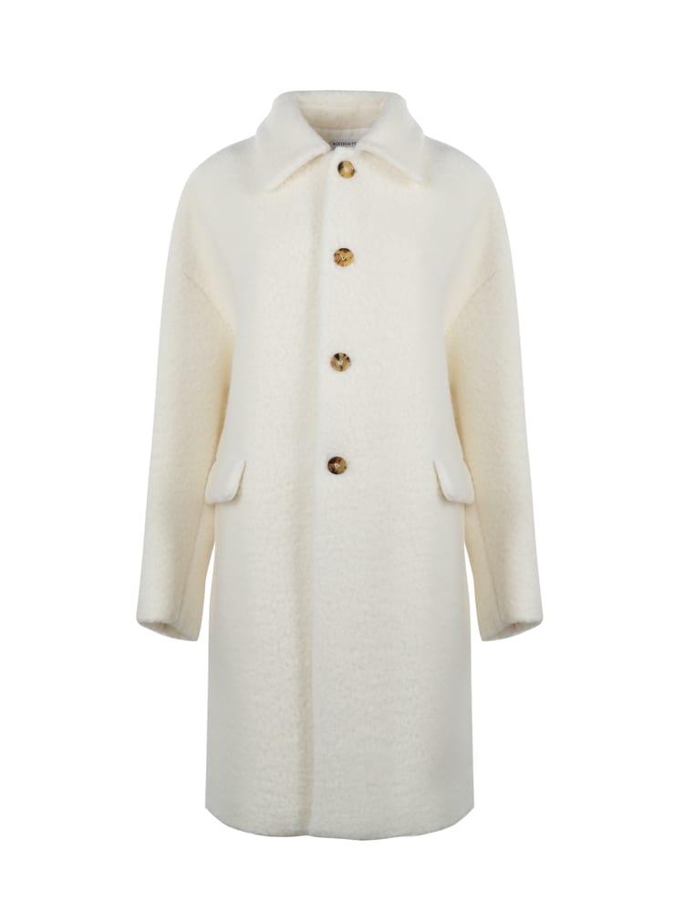 bottega veneta bouclé coat in wool and mohair