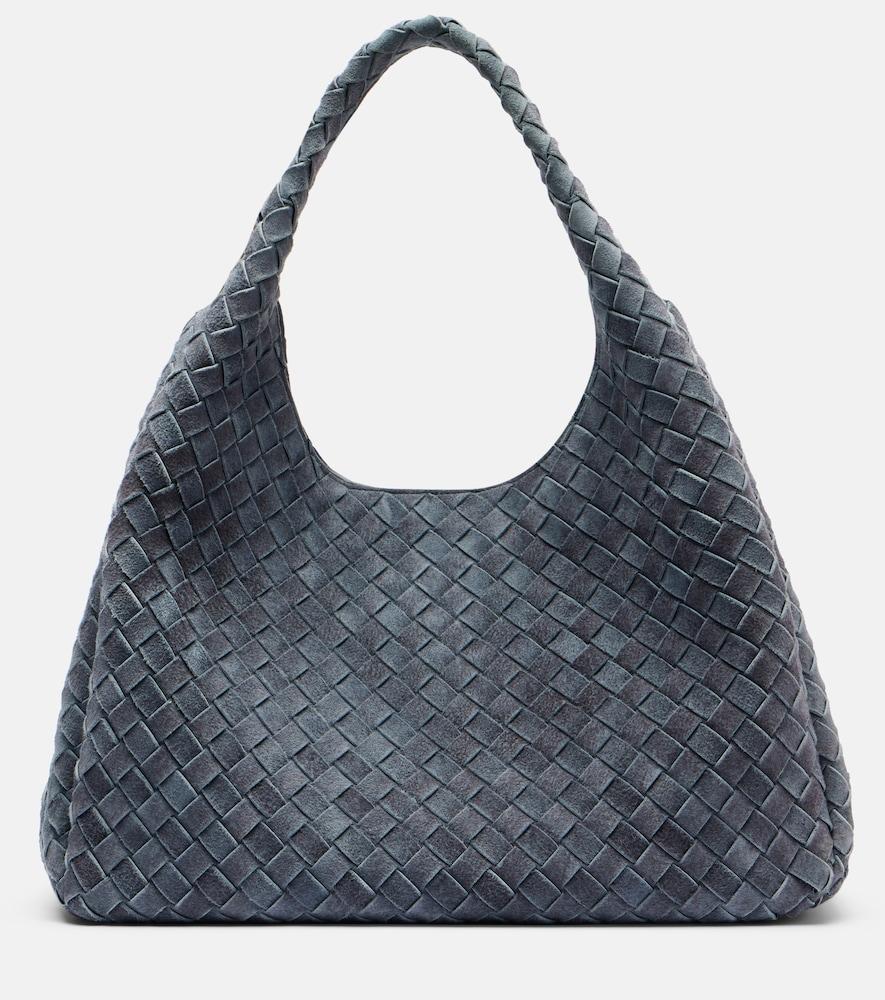 bottega veneta campana intrecciato large suede tote bag