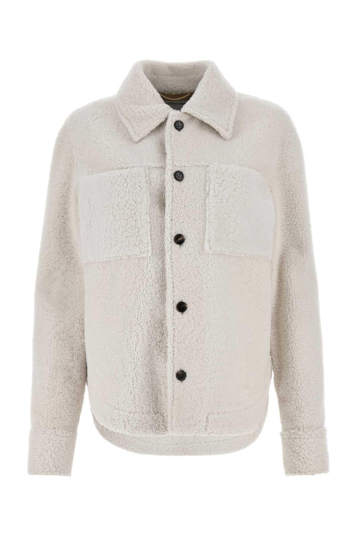 bottega veneta chalk shearling oversize shirt