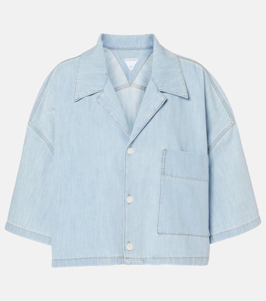 bottega veneta cropped cotton denim shirt